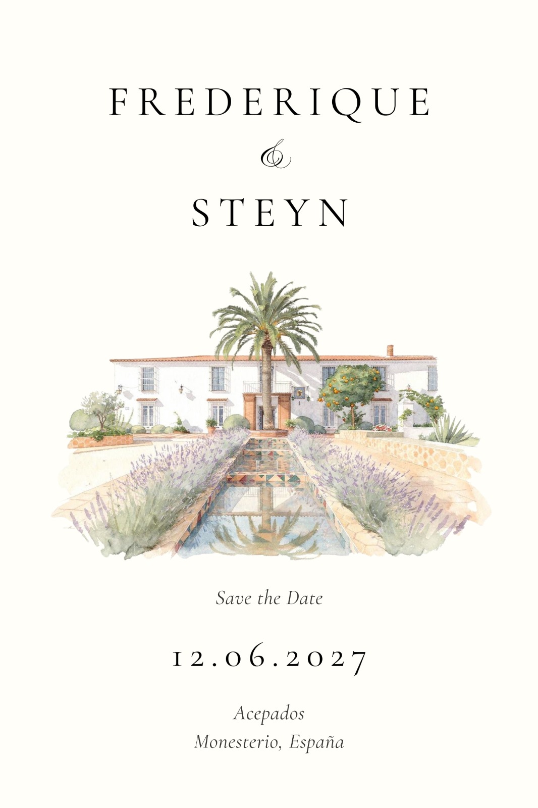 Save the date Frederique en Steyn, Acepados, 12 juni 2027